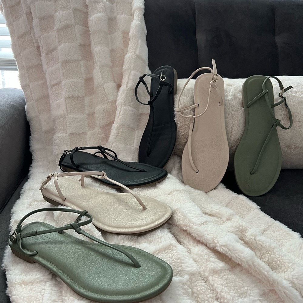 LOFT Women's Sandals - Black, Cream, and Green Collection